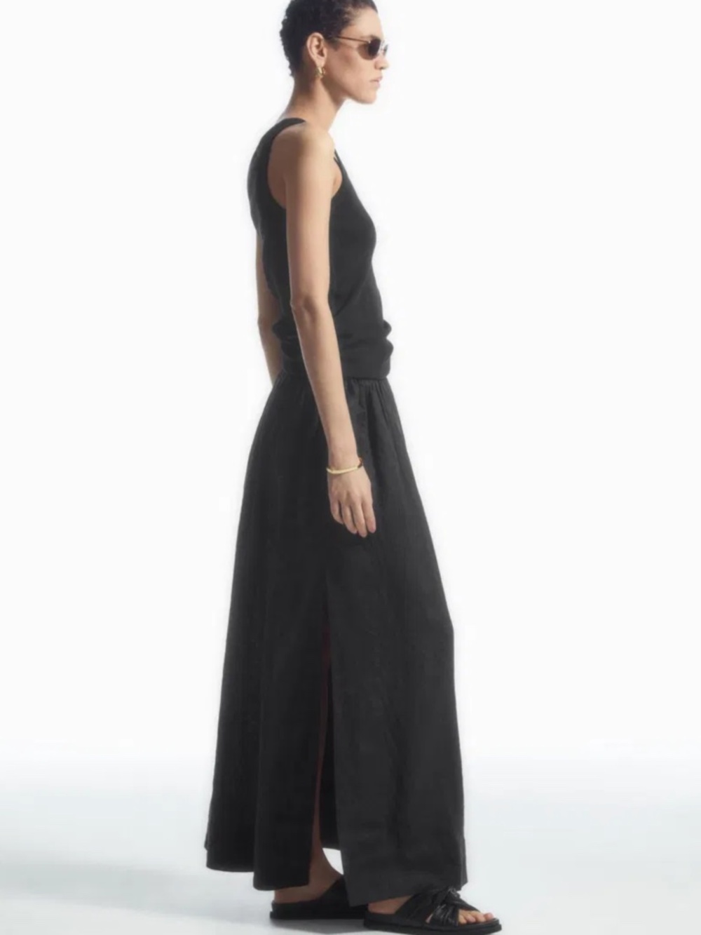 NWT! 🖤 COS Linen A-Line Maxi Skirt, Black, Size 12